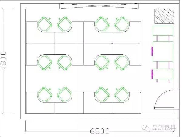 50平米辦公室CAD圖-凡順辦公家具